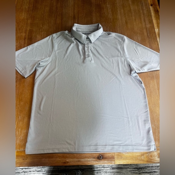 Johnston Murphy Shirt Mens L Grey Micro Gingham Performance Polo S/S - Picture 2 of 8